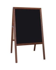 Flipside Stained Black Chalkboard Easel, 42in x 24in, Brown Wood Frame