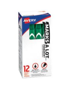 Avery Marks-A-Lot Permanent Markers, Chisel Tip, Green, Pack Of 12