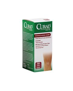 CURAD Sterile Medi-Strips Reinforced Wound Closures, 1/4in x 3in, White, 3 Per Pack, Box Of 50 Packs