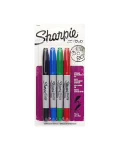 Sharpie Twin-Tip CD/DVD Permanent Markers, Assorted, Pack Of 4