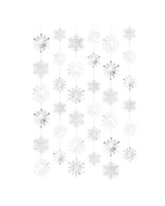 Amscan Christmas Snowflake String Decorations, 84in x 5in, Silver, Pack Of 24 Decorations