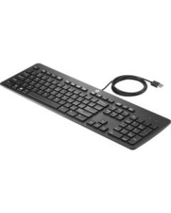 HP USB Slim Business Keyboard - Cable Connectivity - USB Interface - English, French - Computer - Membrane Keyswitch