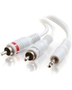 C2G 100ft One 3.5mm Stereo Male to Two RCA Stereo Male Audio Y-Cable - White - 100 ft Audio Cable for Audio Device, iPod - Splitter Cable - Nickel Plated Contact - White