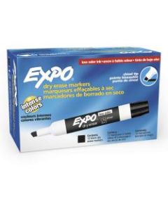 EXPO Low-Odor Dry-Erase Markers, Chisel Tip, Black, Pack Of 12