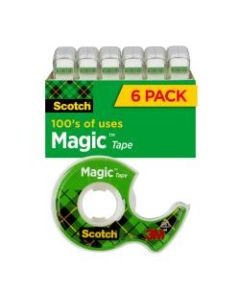 Scotch Magic Invisible Tape In Dispensers, 3/4in x 650in, Clear, Pack of 6 rolls