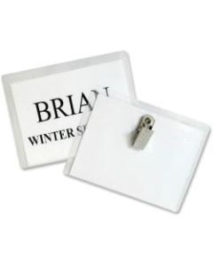 C-Line Sealed Clip Style Badge Holder Kit, Top Loading, 2 1/4in x 3 1/2in, Pack Of 50