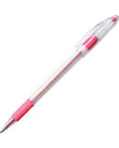 Pentel R.S.V.P. Ballpoint Pens, Medium Point, 1.0 mm, Clear Barrel, Pink Ink, Pack Of 12 Pens