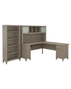 Bush Furniture Somerset L Shaped Desk With Hutch And 5 Shelf Bookcase, 72inW, Ash Gray, Standard Delivery