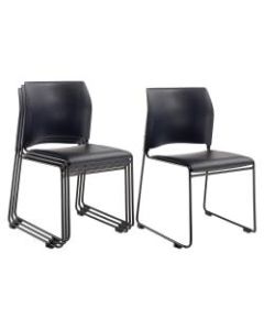 National Public Seating The Cafetorium Stackable Chairs, Blue/Chrome, Set Of 4