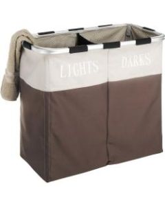 Whitmor Laundry Sorter - 2 Compartment(s) - 21.3in Height x 12.5in Width24.8in Length - Heavy Duty, Adjustable, Lightweight, Collapsible, Sturdy - Java Brown - Polyester, Mesh, Vinyl, Metal