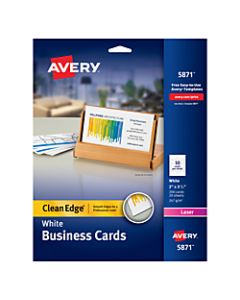 Avery Laser Clean Edge Two-Side Printable Business Cards, 2in x 3 1/2in, White, Pack Of 200