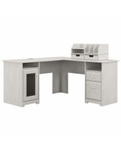 Bush Furniture Cabot 60inW L-Shaped Computer Desk With Desktop Organizers, Linen White Oak, Standard Delivery