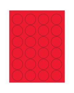 Office Depot Brand Labels, LL193RD, Circle, 1 5/8in, Fluorescent Red, Case Of 2,400