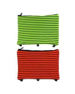 Inkology Spandex Neon Striped Pencil Pouches, 7-1/2in x 9-1/2in, Assorted Colors, Pack Of 6 Pouches