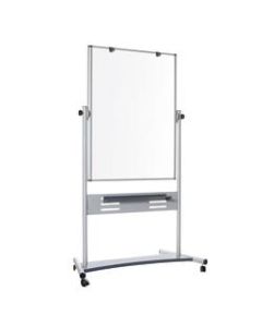 MasterVision Gold Ultra Evolution Revolver Mobile Presentation Non-Magnetic Dry-Erase Whiteboard Easel, 36in x 47in, Aluminum Frame With Silver Finish