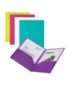 Office Depot Brand 2-Pocket Poly Fashion Portfolios, 8 1/2in x 11in, Assorted Colors, Pack Of 5