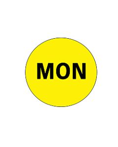 Tape Logic Permanent Inventory Label Roll, DL6502, Weekday-Style, "MON," 2in Diameter, Yellow, Roll Of 500