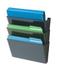 Deflect-O DocuPocket Letter Size Wall Files, 19inH x 13inW x 4inD, 50% Recycled, Black, Pack Of 3 Wall Files