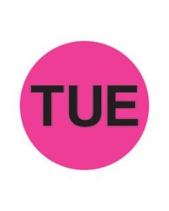 Tape Logic Permanent Inventory Label Roll, DL6511, Weekday-Style, "TUE," 1in Diameter, Pink, Roll Of 500