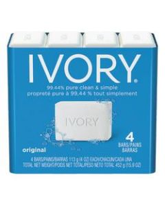 Ivory Solid Hand Soap, Original Scent, 4 Oz, 4 Bars Per Pack, Case Of 18 Packs