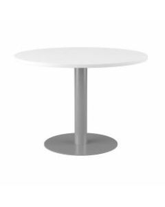 Bush Business Furniture 42inW Round Conference Table With Metal Disc Base, White, Standard Delivery