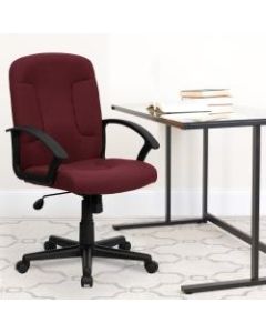 Flash Furniture Fabric Mid-Back Swivel Chair, Burgundy/Black