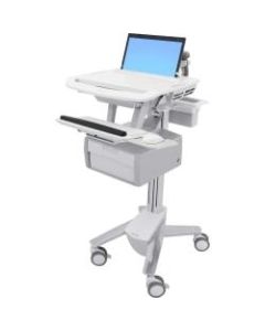 Ergotron StyleView Laptop Cart, 1 Tall Drawer (1x1) - 1 Drawer - 4 Casters - Plastic, Aluminum, Zinc Plated Steel - Aluminum