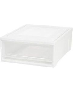 IRIS Stackable Storage Box Drawer - External Dimensions: 19.6in Length x 15.8in Width x 7in Height - 5.50 gal - Stackable - Plastic - Clear, White - For Accessories, Craft Supplies, Toiletries - 4 / Carton