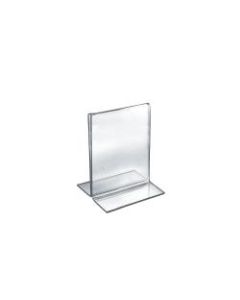 Azar Displays Double-Foot Acrylic Sign Holders, 6in x 5in, Clear, Pack Of 10