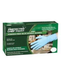 Protected Chef Nitrile General Purpose Gloves - Small Size - Unisex - Nitrile - Blue - Ambidextrous, Disposable, Powder-free, Comfortable - For Cleaning, Food Handling - 100 / Box - 3.5 mil Thickness