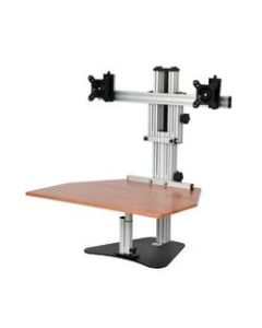 Ergo Desktop Kangaroo Elite Height-Adjustable Dual-Monitor Desk, Cherry