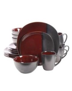 Gibson Volterra 16-Piece Square Dinnerware Set, Red