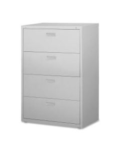 Lorell 30inW Lateral 4-Drawer File Cabinet, Metal, Light Gray