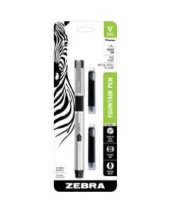 Zebra V-301 Fountain Pen, Fine Point, 0.7 mm, Stainless Steel Barrel, Black