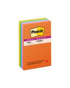 Post-it Super Sticky Notes, 4in x 6in, Rio de Janeiro, Lined, Pack Of 5 Pads