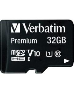 Verbatim 32GB Premium microSDHC Memory Card with Adapter, UHS-I Class 10 - Class 10 - 80MBps Read - 80MBps Write1 Pack