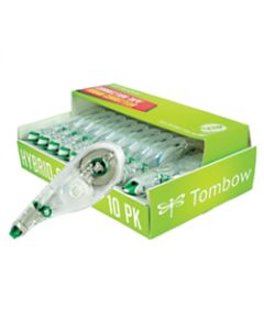 Tombow Mono Hybrid-Style Correction Tape, Single Line, 0.16in x 394in, Clear, Pack Of 10