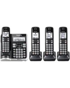 Panasonic Link2Cell DECT 6.0 Cordless Telephone With Answering Machine And Dual Keypad, 4 Handsets, KX-TGF574S