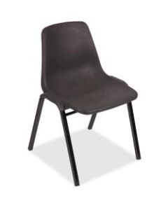 Lorell Plastic, Plastic Back Stacking Chair 19 3/10in Seat Width, Black Seat/Black Frame, Quantity: 4