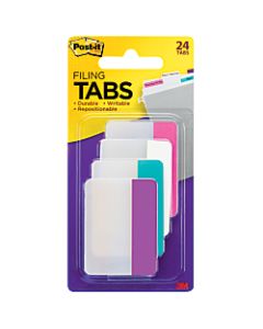 Post-it Notes Durable Filing Tabs, 2in x 1-1/2in, Assorted Colors, 6 Flags Per Pad, Pack Of 4 Pads