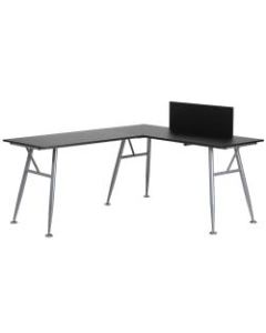 Flash Furniture Contemporary Laminate L-Shape Computer Desk, Black/Silver