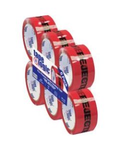Tape Logic Rejected Preprinted Carton Sealing Tape, 3in Core, 2in x 55 Yd., Black/Red, Case Of 6