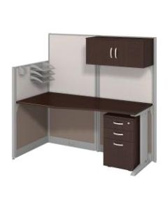 Bush Business Furniture Office In An Hour Straight Workstation With Storage & Accessory Kit, Mocha Cherry Finish, Premium Delivery