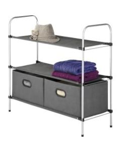 Whitmor Storage Rack - 2 Drawer(s) - 3 Tier(s) - 12in Height x 28.6in Width31.6in Length - Floor - Breathable - Gray - Metal, Fabric