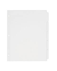 Avery Plain Tab Write-On Dividers, 8 1/2in x 11in, White Dividers/White Tabs, 5-Tab, Box Of 36