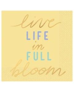Amscan Spring 2-Ply Beverage Napkins, 5in x 5in, Live Life In Full Bloom, 16 Napkins Per Sleeve, Pack Of 4 Sleeves