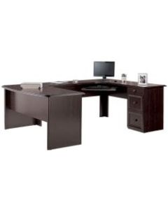 Realspace Broadstreet U-Shape Executive Desk, Walnut