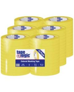 Tape Logic Color Masking Tape, 3in Core, 0.5in x 180ft, Yellow, Case Of 72