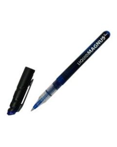 SKILCRAFT AbilityOne Free Ink Rollerball Pens, Fine Point, 0.5 mm, Silver Barrel, Blue Ink, Pack Of 12 Pens