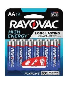 Rayovac High Energy Alkaline AA Batteries - For Calculator, Toy, Flashlight, LED Light - AA - 12 / Pack